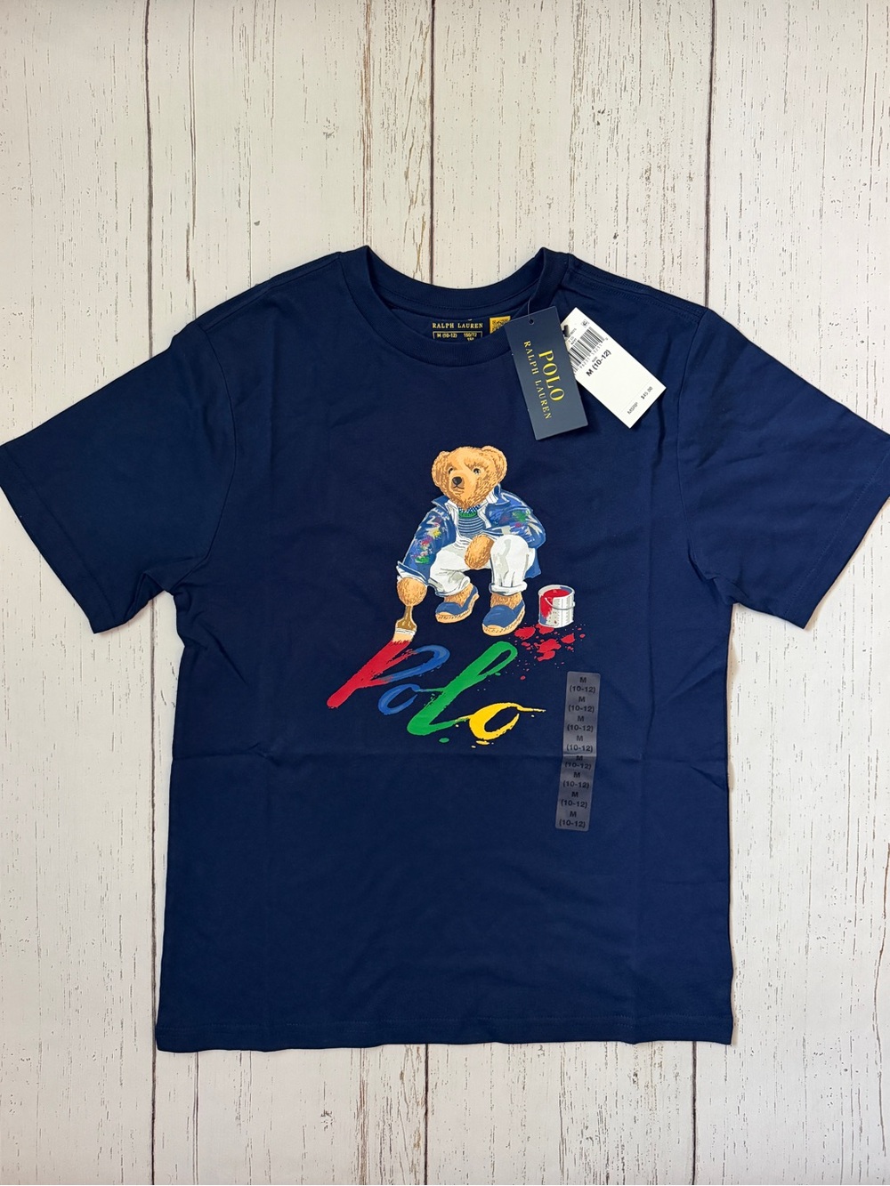 Polo by Ralph Lauren Navy Teddy Paint Logo Short Sleeve Tee